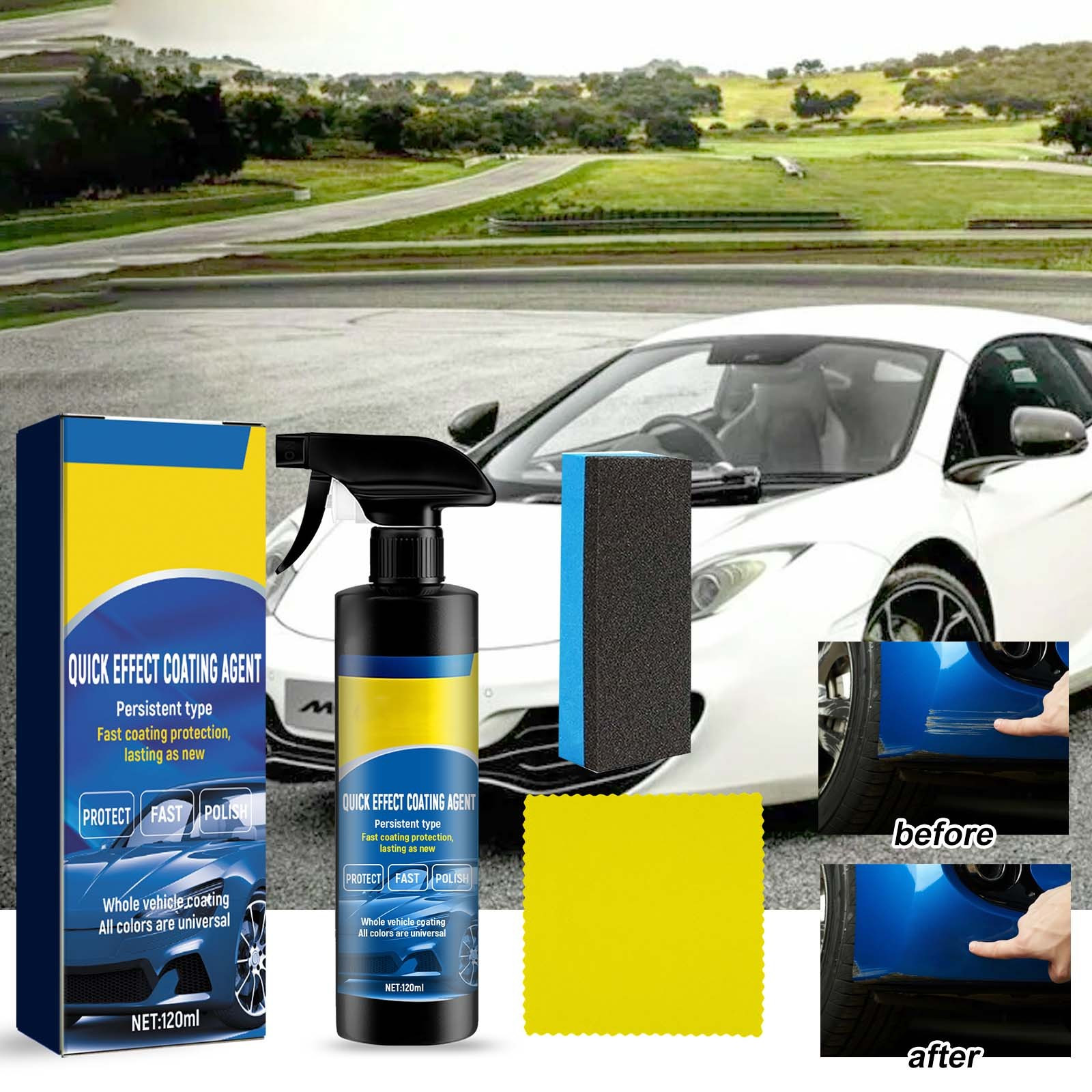 New Release, 2PC 120ml Car Spray Coating, 3-in-1 Ceramic Coating Agent for High Protection, Quick Polish Spray for Car Wax and Shine, Long-Lasting and Durable Finish | Plastic, Colour